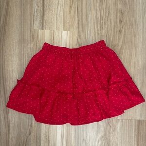 Amazon Red Skater Mini Skirt with Ruffled Tiers
